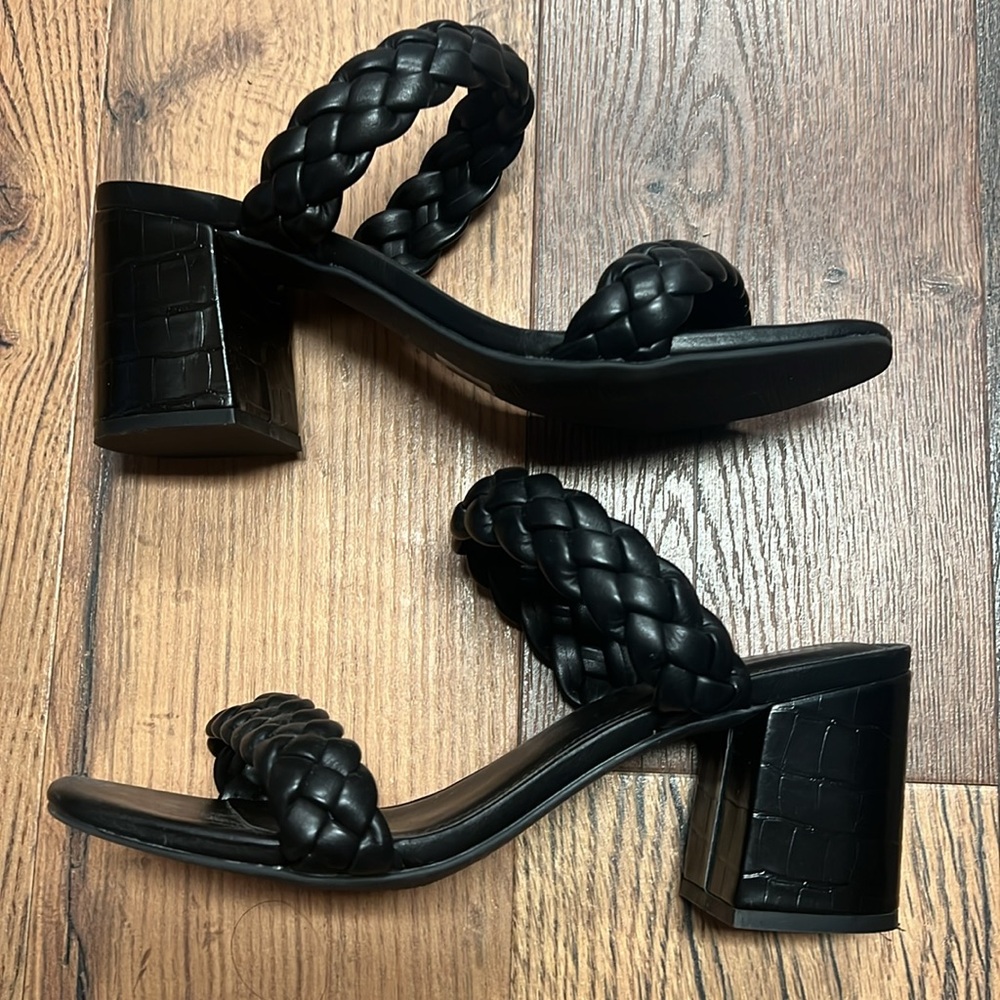 Elegant Black Braided Women's Heels